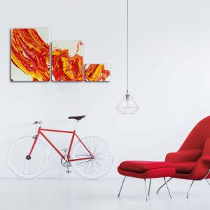 3er Set Wandbilder Acrylic Pouring - Acrylic Fluid Painting "Flame" Unikat (146)