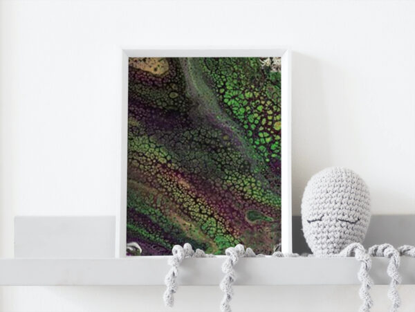 Wandbild: Acrylic Pouring - Acrylic Fluid Painting „Fantasy purple & green" Unikat (123)