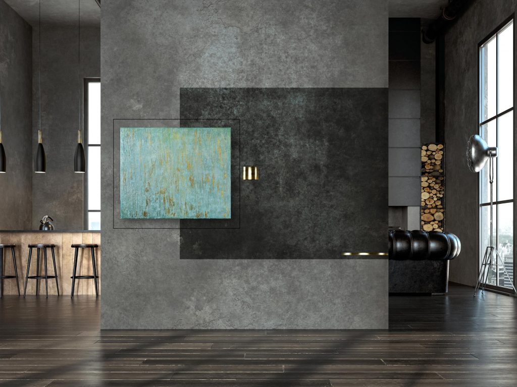 Abstraktes Acryl Gemälde Mixed Media "Metallic" Unikat - Exklusive Home Decoration (257)