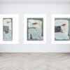 Mixed Media, abstrakte 3-teilige Acrylbilder "Triptychon LOFT Gray & Red" Unikat (260)