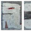 Mixed Media, abstrakte 3-teilige Acrylbilder "Triptychon LOFT Gray & Red" Unikat (260)
