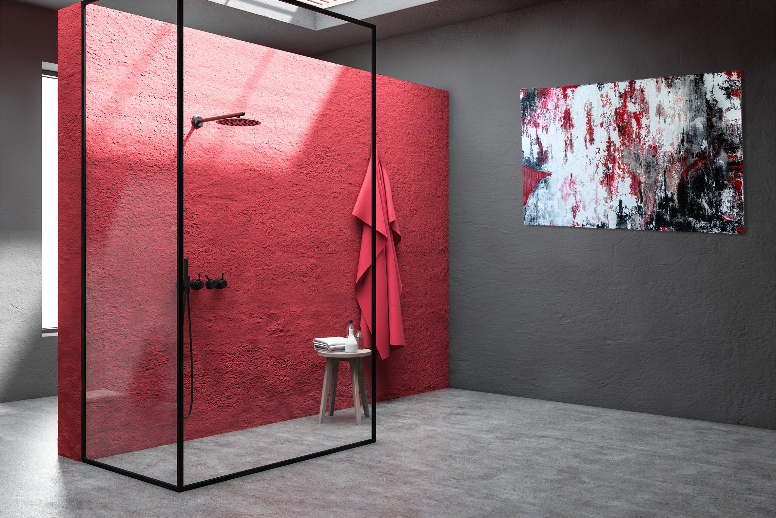 Exklusives abstraktes Acryl Gemälde "Red Industrial" Moderne Kunst - Unikat (266)