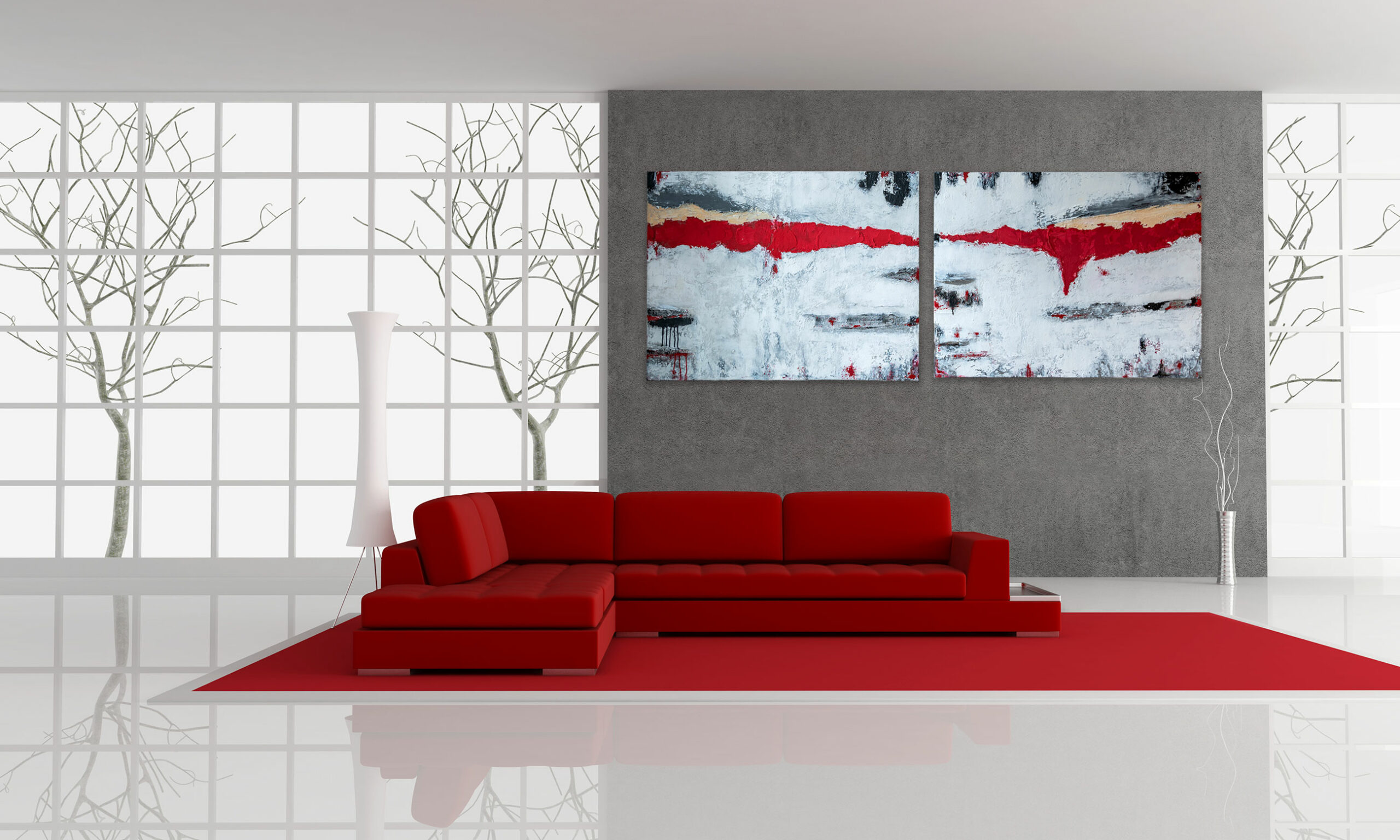Acryl Gemälde “Red I & II” mit 3D-Effekt Unikat (280 & 281)