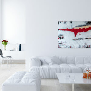 abstraktes Acryl Gemälde "Red I" mit 3D-Effekt in Weiß, Rot und Schwarz, Unikat (280)