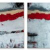 abstrakte Acryl Gemälde "Red I & Red II" mit 3D-Effekt in Weiß, Rot und Schwarz, Unikat (280 und 281)