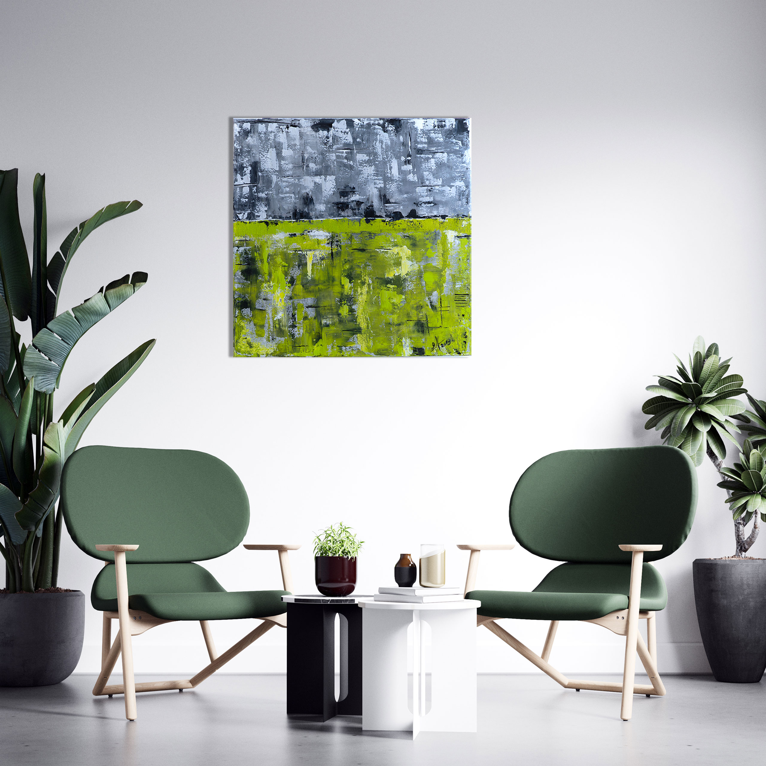 Abstraktes Acryl Gemälde „Impression GREEN" Unikat (208) Originialbild, handgemalt. Gabriele Hofer