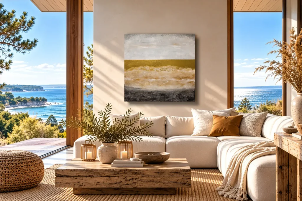 abstraktes Wandbild mit Ostseesand