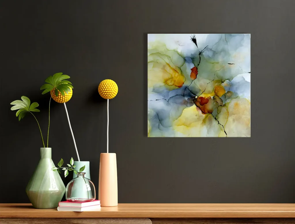„Organic Flow“ – Alkohol Ink auf Leinwand - im Wohnraum
