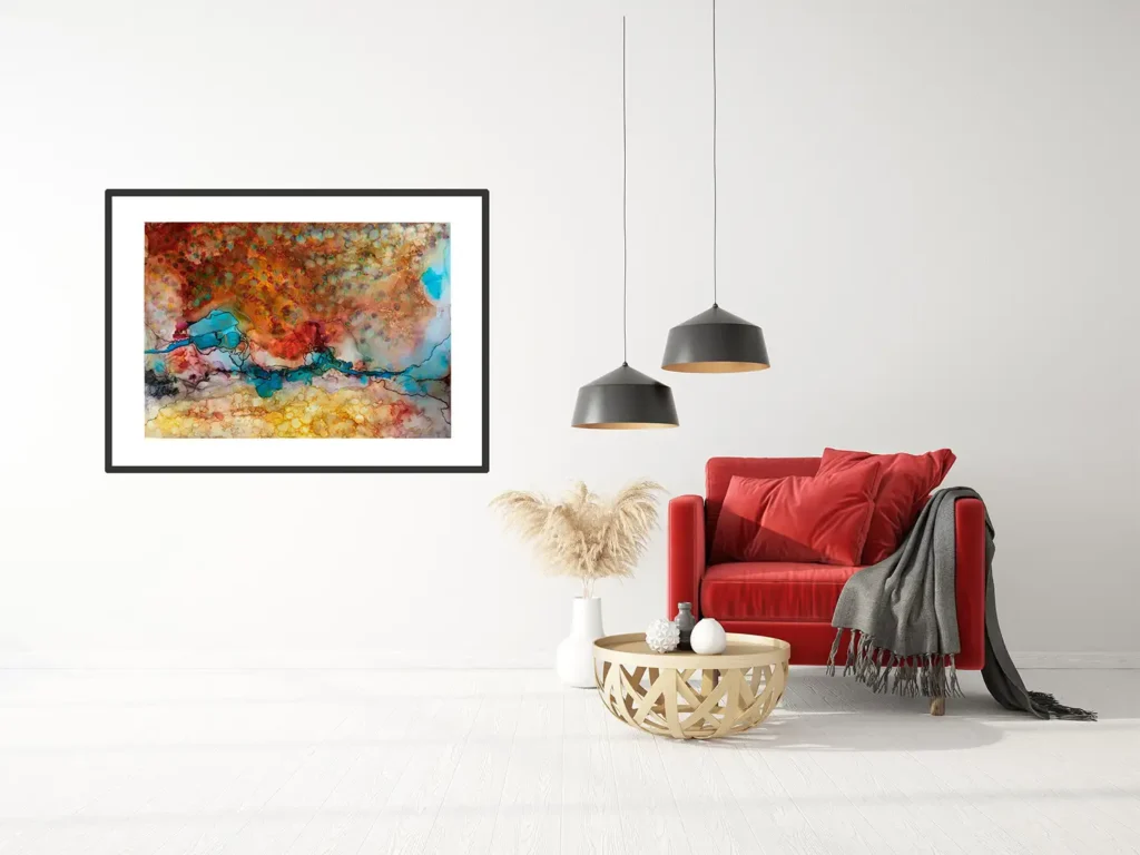 Elemente im Dialog – Alcohol Ink auf Leinwand, Unikat (367)